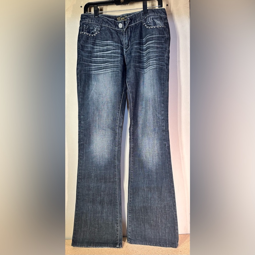 Ten25 Studded Peace Sign Rhinestone Jeans